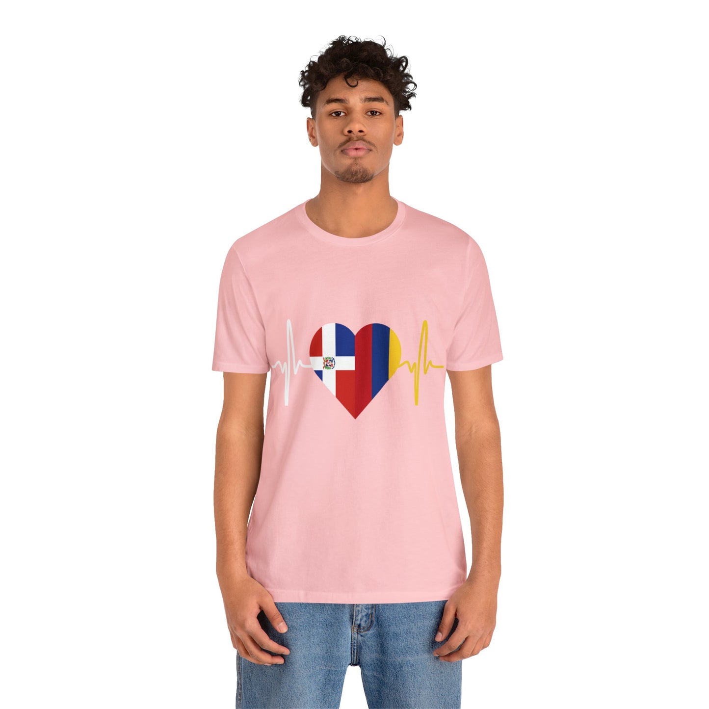 Colombia & Dominican Republic Unisex Short Sleeve Tee, Camisa Unisexo manga corta Colombia y República Dominicana