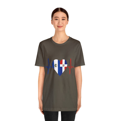 El Salvador & Dominican Republic Unisex Short Sleeve Tee I Camisa Unisexo manga corta El Salvador y República Dominicana