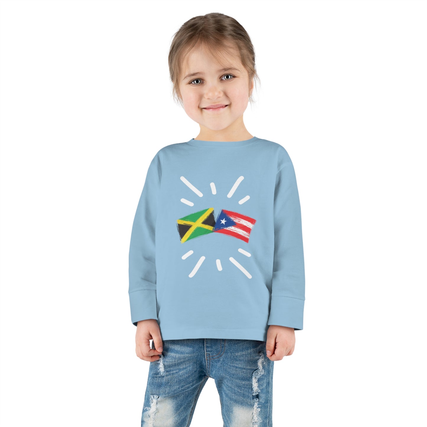 Jamaica and Puerto Rico Long Sleeve Toddler Tee I Camiseta manga larga para Toddler Jamaica y Puerto Rico