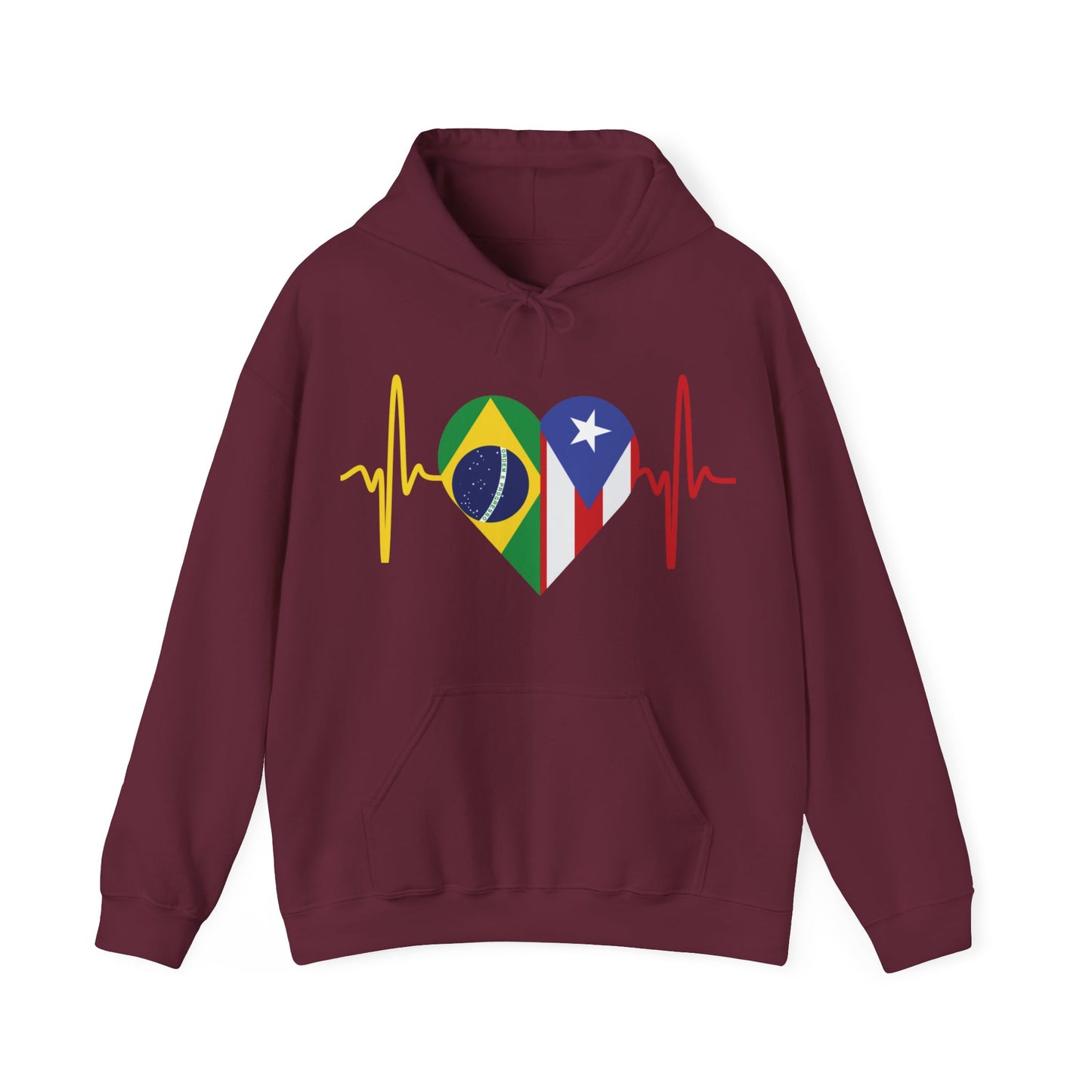 Brazil and Puerto Rico Unisex Hooded Sweatshirt I Sudadera Unisexo Brazil and Puerto Rico