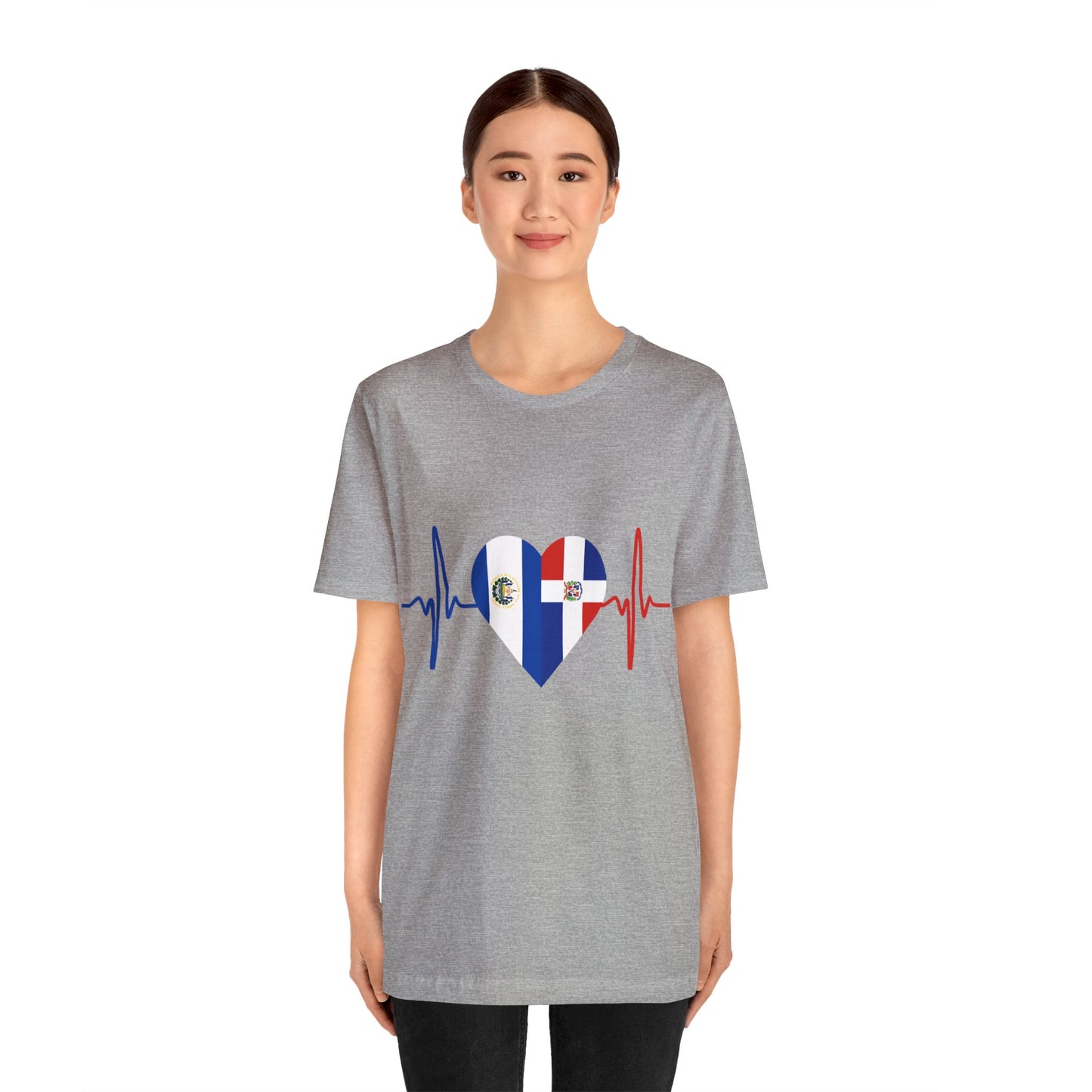 El Salvador & Dominican Republic Unisex Short Sleeve Tee I Camisa Unisexo manga corta El Salvador y República Dominicana