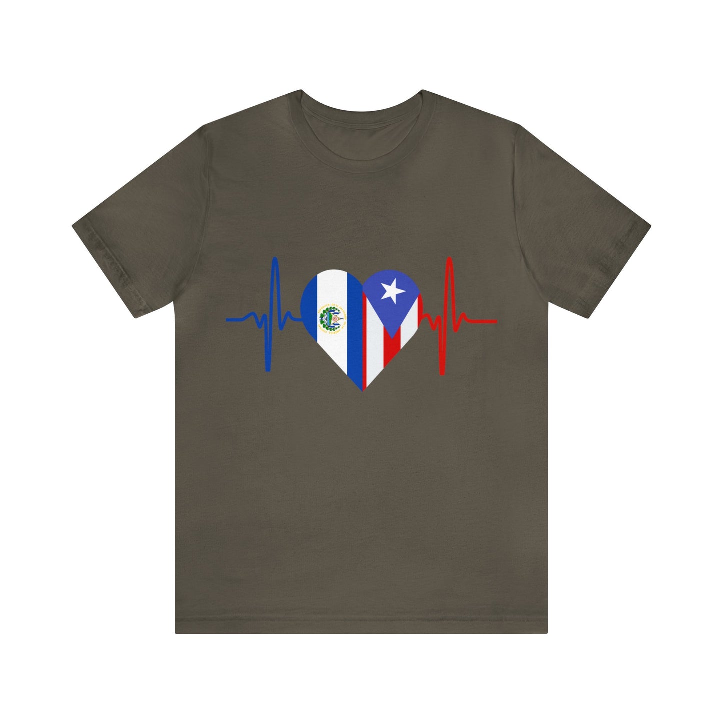 El Salvador and Puerto Rico Unisex Short Sleeve Tee I Camisa Unisexo manga corta El Salvador y Puerto Rico