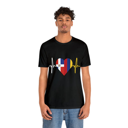 Colombia & Dominican Republic Unisex Short Sleeve Tee, Camisa Unisexo manga corta Colombia y República Dominicana