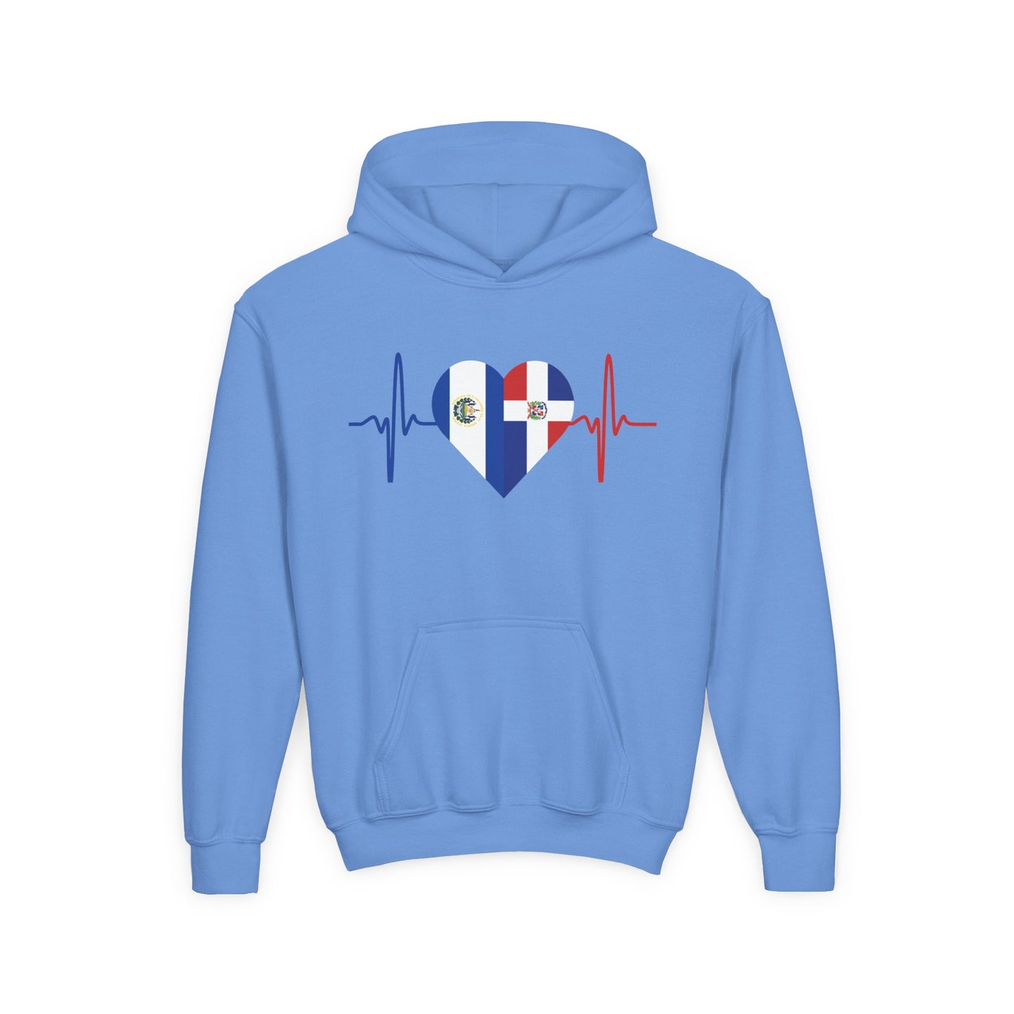 El Salvador and Dominican Republic Youth Hooded Sweatshirt I Sudadera para Niños El Salvador y República Dominicana
