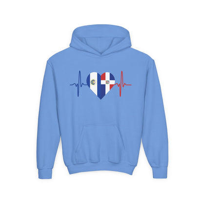El Salvador and Dominican Republic Youth Hooded Sweatshirt I Sudadera para Niños El Salvador y República Dominicana