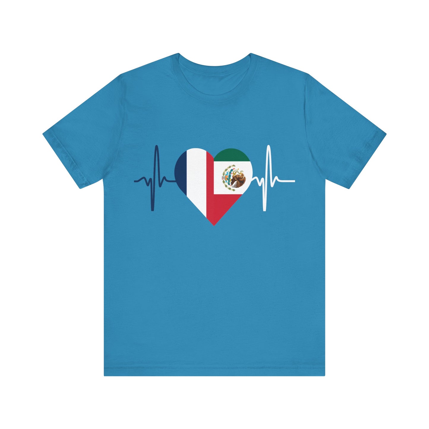 France and Mexico Unisex Short Sleeve Tee, Camisa Unisexo manga corta Francia y México