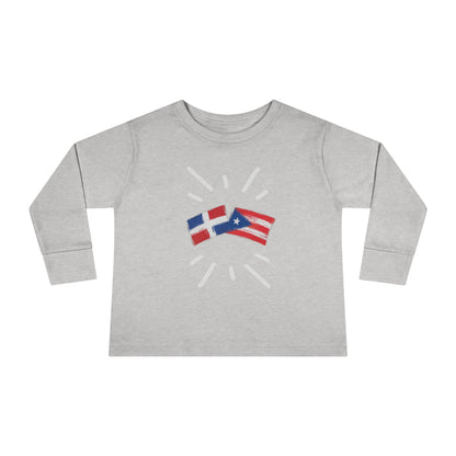 Puerto Rico & Dominican Republic Long Sleeve Toddler Tee I Camiseta manga larga para Toddler Puerto Rico y República Dominicana