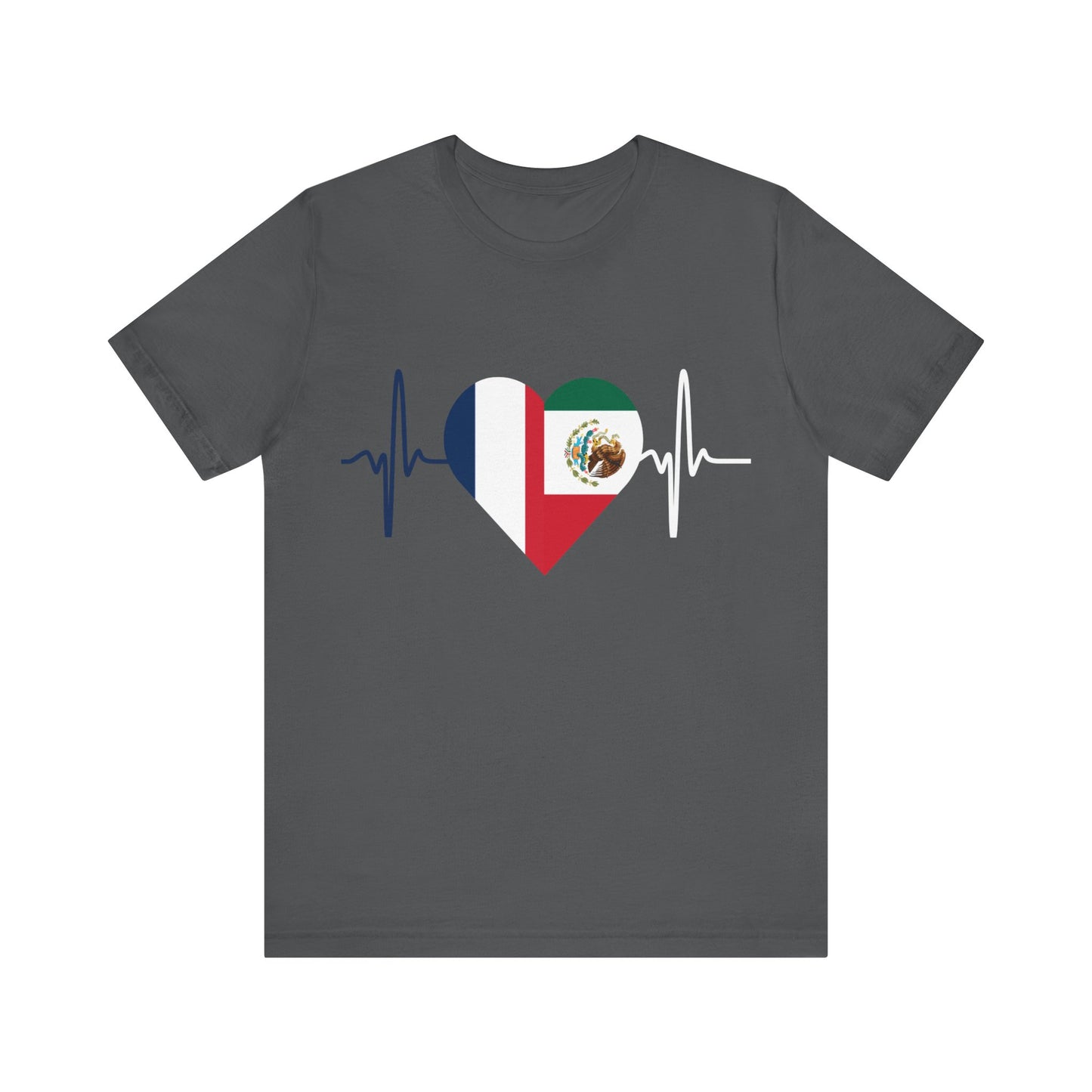 France and Mexico Unisex Short Sleeve Tee, Camisa Unisexo manga corta Francia y México