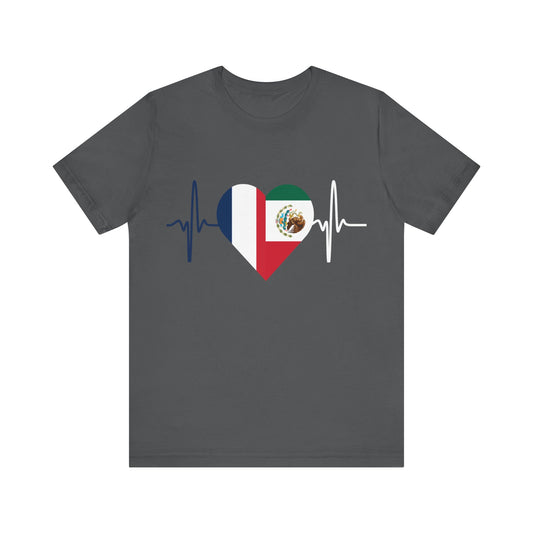 France and Mexico Unisex Short Sleeve Tee, Camisa Unisexo manga corta Francia y México