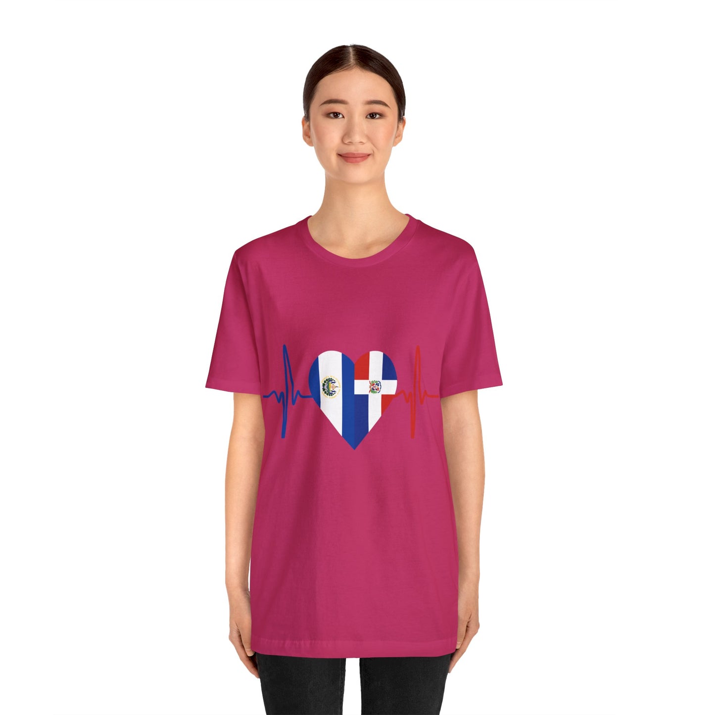 El Salvador & Dominican Republic Unisex Short Sleeve Tee I Camisa Unisexo manga corta El Salvador y República Dominicana