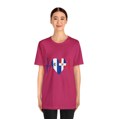 El Salvador & Dominican Republic Unisex Short Sleeve Tee I Camisa Unisexo manga corta El Salvador y República Dominicana