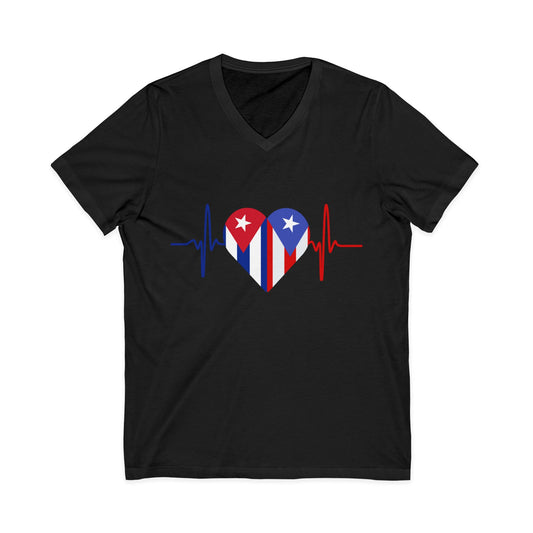 Puerto Rico and Cuba Short Sleeve V-Neck Tee