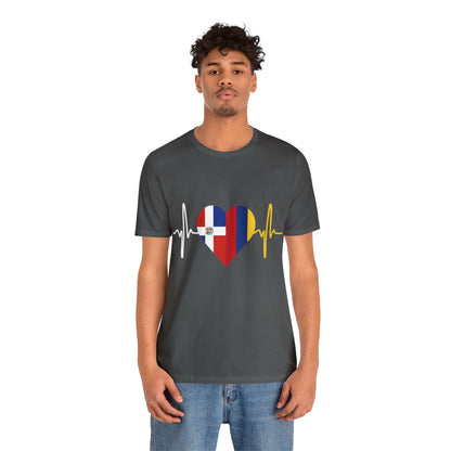 Colombia & Dominican Republic Unisex Short Sleeve Tee, Camisa Unisexo manga corta Colombia y República Dominicana