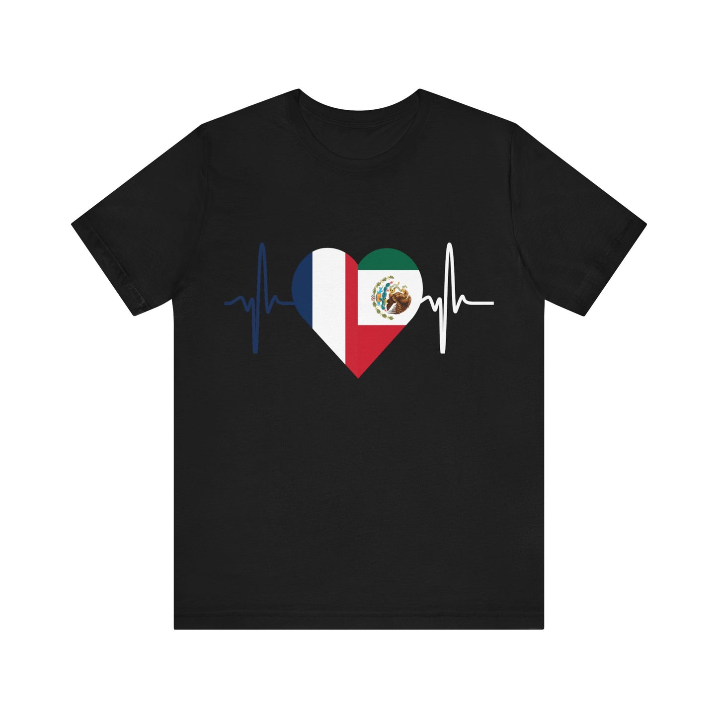 France and Mexico Unisex Short Sleeve Tee, Camisa Unisexo manga corta Francia y México