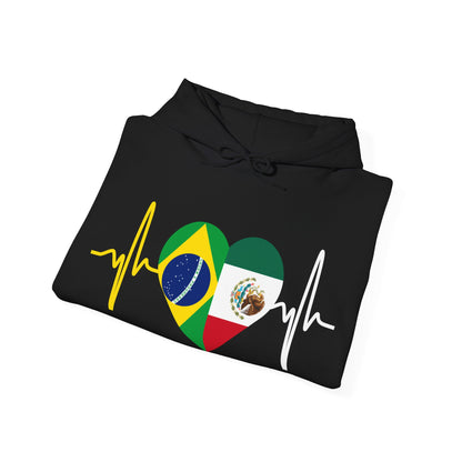 Mexico and Brazil Unisex Hooded Sweatshirt I Sudadera Unisexo México and Brazil