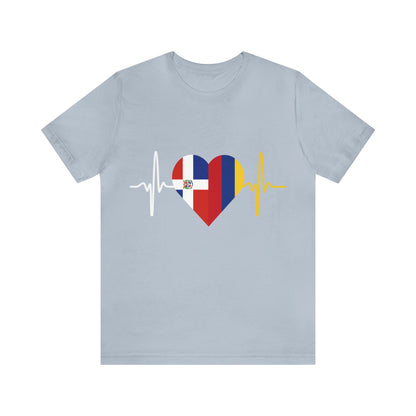 Colombia & Dominican Republic Unisex Short Sleeve Tee, Camisa Unisexo manga corta Colombia y República Dominicana