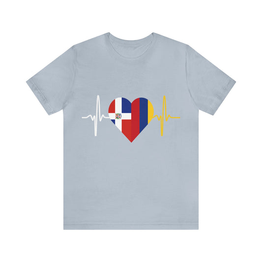 Colombia & Dominican Republic Unisex Short Sleeve Tee, Camisa Unisexo manga corta Colombia y República Dominicana