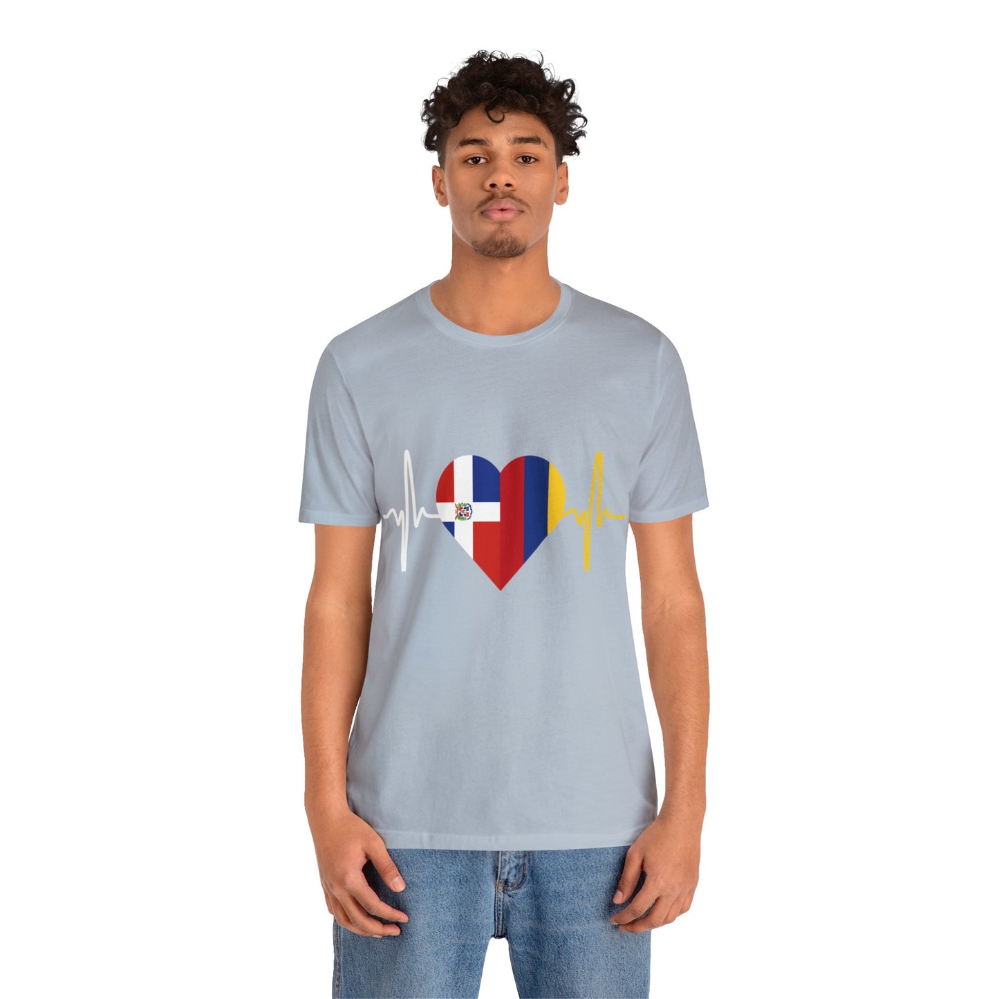 Colombia & Dominican Republic Unisex Short Sleeve Tee, Camisa Unisexo manga corta Colombia y República Dominicana