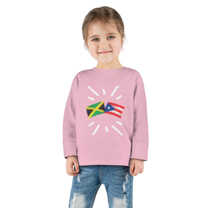 Jamaica and Puerto Rico Long Sleeve Toddler Tee I Camiseta manga larga para Toddler Jamaica y Puerto Rico