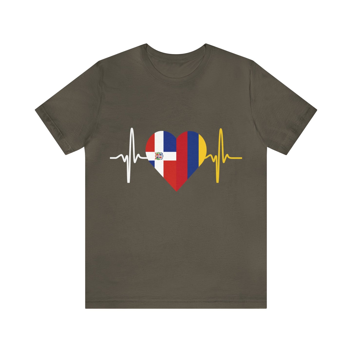 Colombia & Dominican Republic Unisex Short Sleeve Tee, Camisa Unisexo manga corta Colombia y República Dominicana