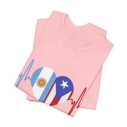 Argentina and Puerto Rico Short Sleeve Tee I Camisa Unisexo manga corta Argentina y Puerto Rico