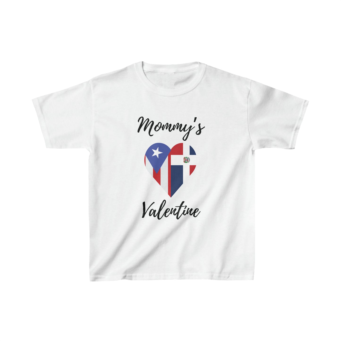 Kid's Mommy's Valentine Dominican Republic & Puerto Rican I Camiseta para Niños Puerto Rican y Republica Dominicana