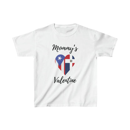 Kid's Mommy's Valentine Dominican Republic & Puerto Rican I Camiseta para Niños Puerto Rican y Republica Dominicana