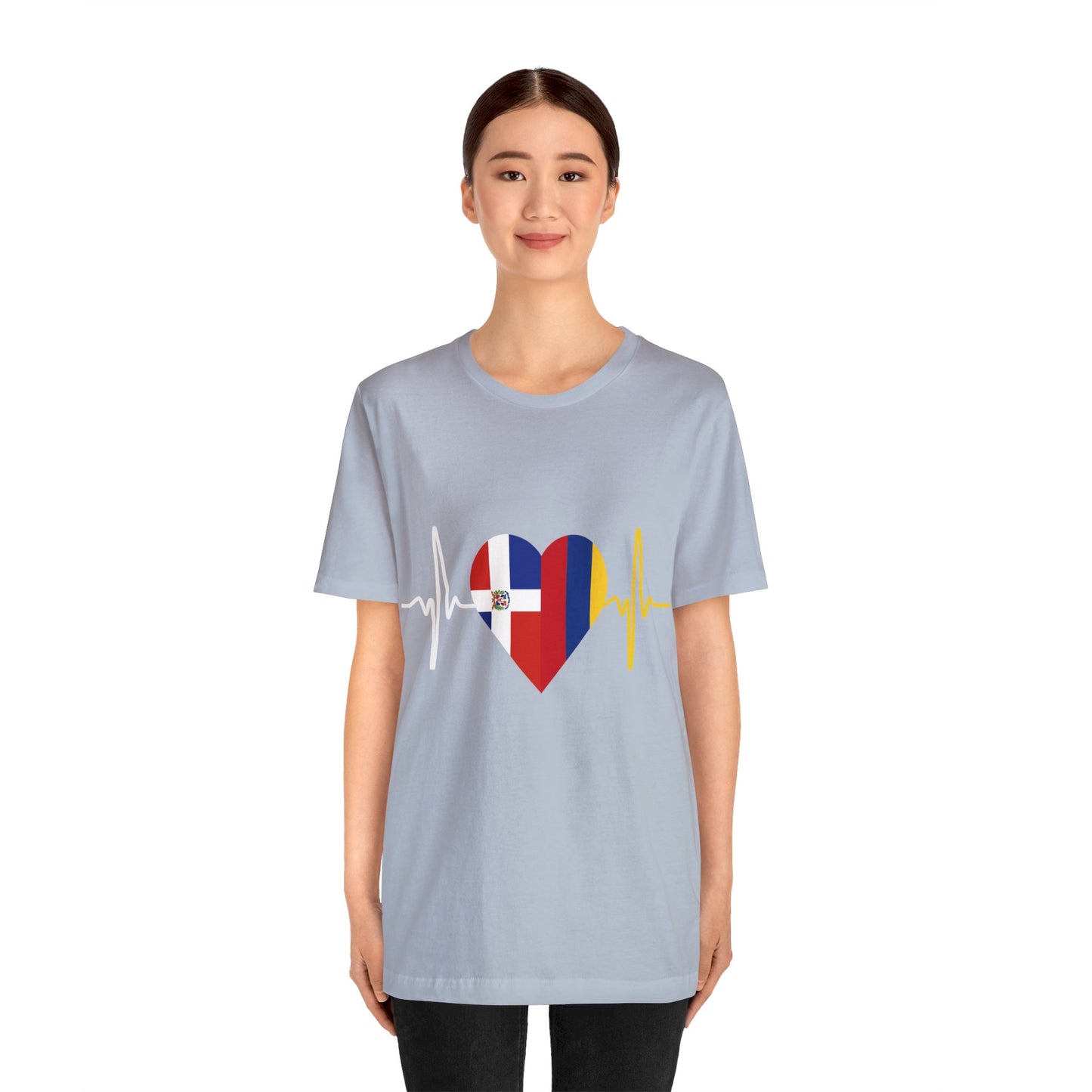 Colombia & Dominican Republic Unisex Short Sleeve Tee, Camisa Unisexo manga corta Colombia y República Dominicana
