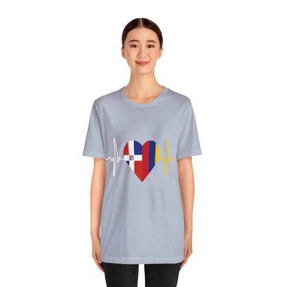 Colombia & Dominican Republic Unisex Short Sleeve Tee, Camisa Unisexo manga corta Colombia y República Dominicana