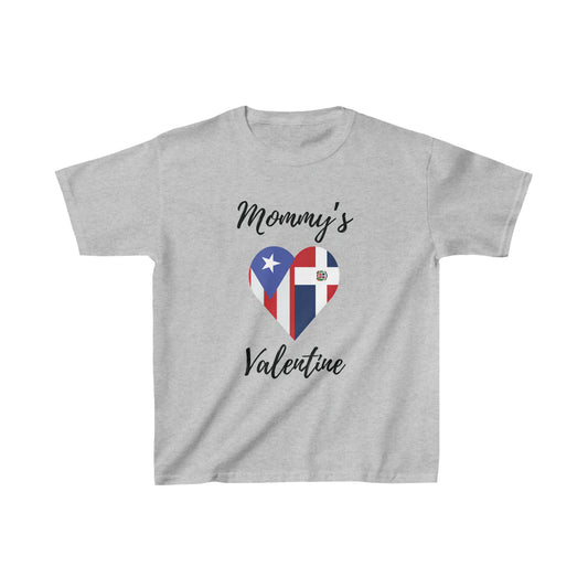Kid's Mommy's Valentine Dominican Republic & Puerto Rican I Camiseta para Niños Puerto Rican y Republica Dominicana