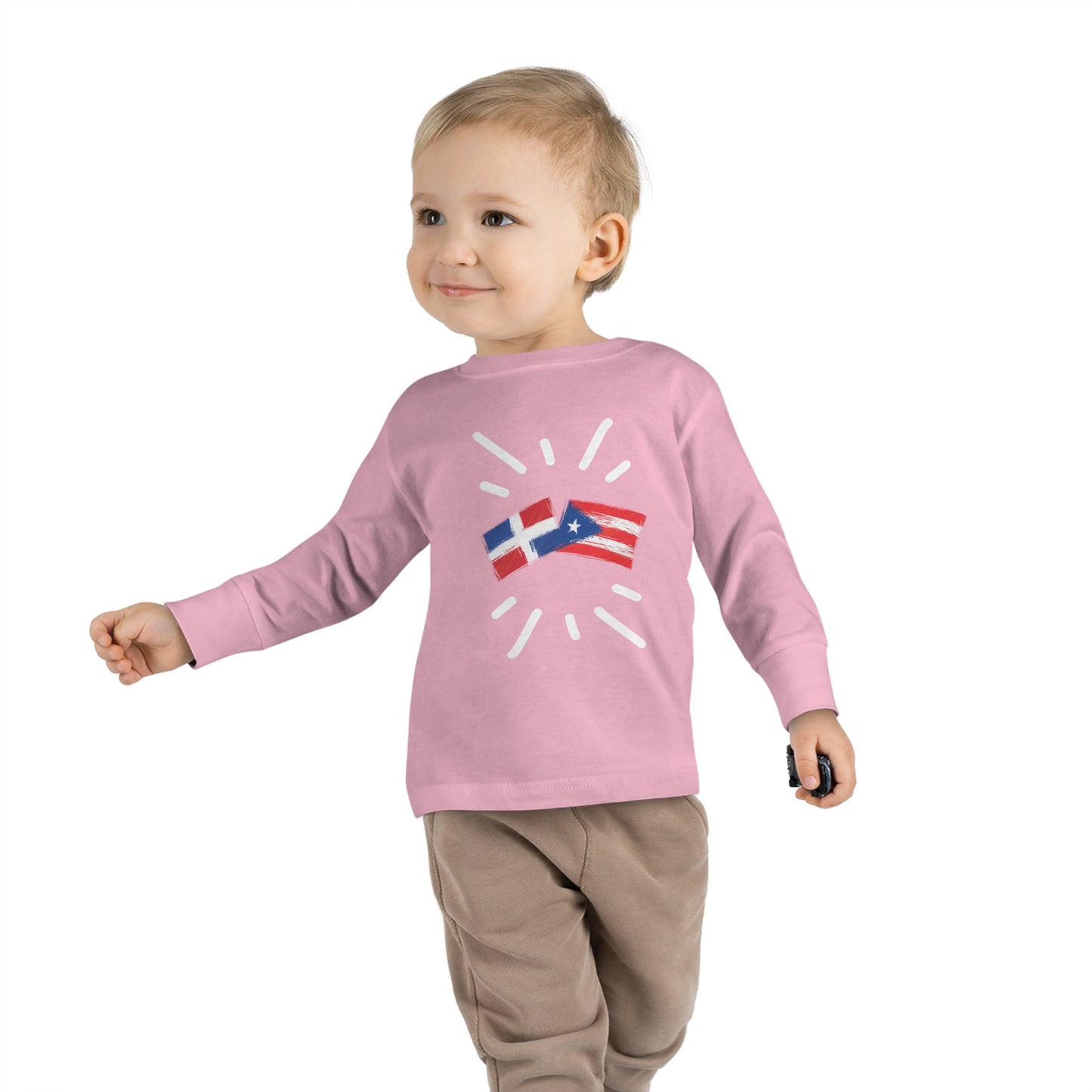 Puerto Rico & Dominican Republic Long Sleeve Toddler Tee I Camiseta manga larga para Toddler Puerto Rico y República Dominicana
