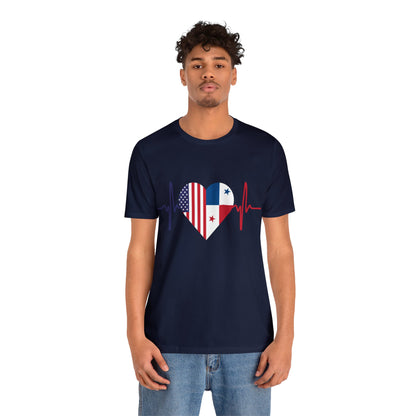 United State & Panama Unisex Short Sleeve Tee, Camisa Unisexo manga corta Estados Unidos y Panamá