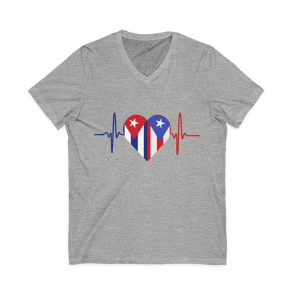 Puerto Rico and Cuba Short Sleeve V-Neck Tee