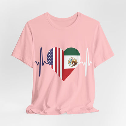 Mexico and United State Short Sleeve Tee I Camisa Unisexo manga corta México y Estados Unidos