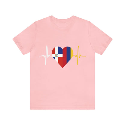 Colombia & Dominican Republic Unisex Short Sleeve Tee, Camisa Unisexo manga corta Colombia y República Dominicana