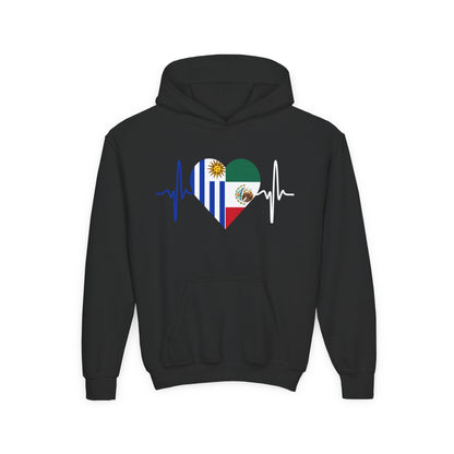 Mexico and Uruguay Youth Hooded Sweatshirt I Sudadera para Niños México y Uruguay