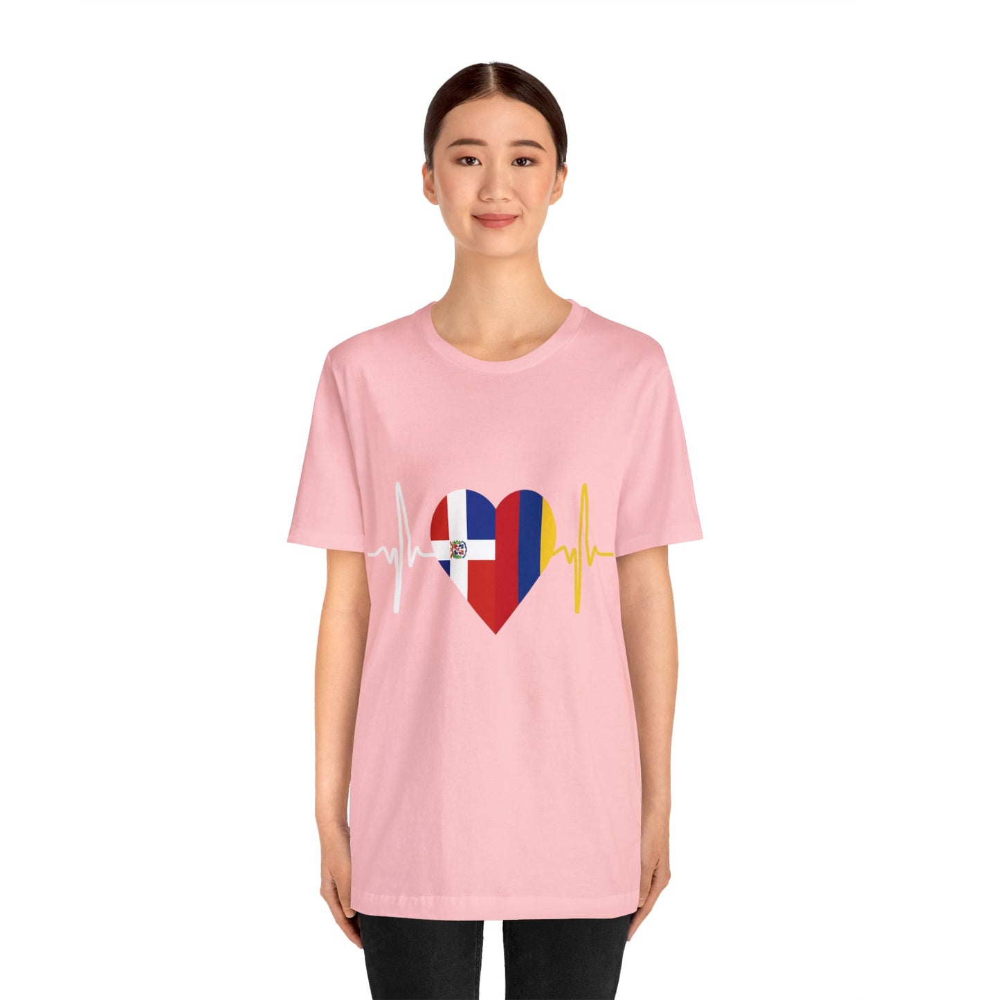 Colombia & Dominican Republic Unisex Short Sleeve Tee, Camisa Unisexo manga corta Colombia y República Dominicana