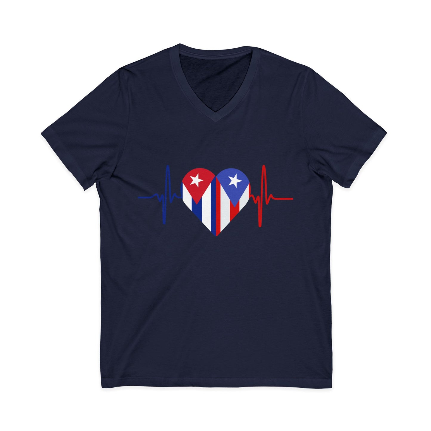 Puerto Rico and Cuba Short Sleeve V-Neck Tee