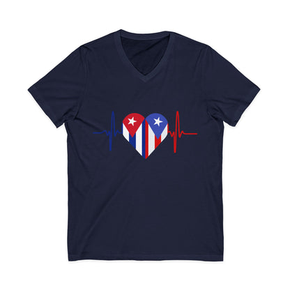 Puerto Rico and Cuba Short Sleeve V-Neck Tee