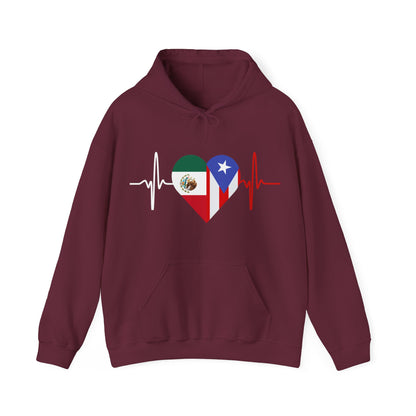 Puerto Rico & Mexican Unisex Hooded Sweatshirt I Sudadera Unisexo México y Puerto Rico