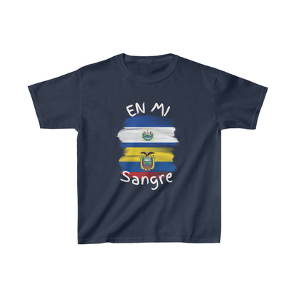 En Mi Sangre I El Salvador & Ecuador Kid's Tee I Camiseta para Niños El Salvador y Ecuador I Cultura Salvadoreña y Ecuatoriana