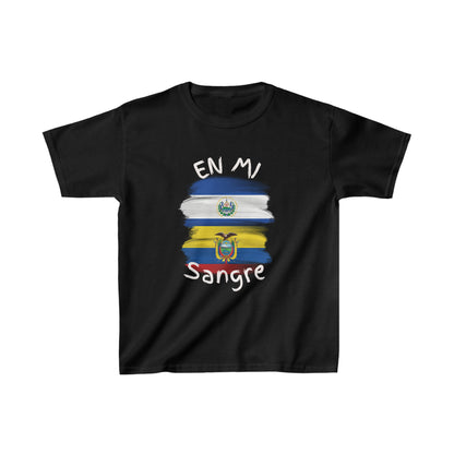 En Mi Sangre I El Salvador & Ecuador Kid's Tee I Camiseta para Niños El Salvador y Ecuador I Cultura Salvadoreña y Ecuatoriana