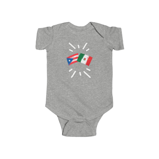 Infant Puerto Rico and México Bodysuit I Camiseta de bebé Puerto Rico y México I Cultura Puertorriqueña y Mexicana