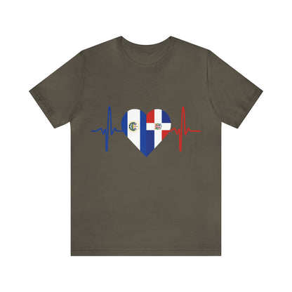 El Salvador & Dominican Republic Unisex Short Sleeve Tee I Camisa Unisexo manga corta El Salvador y República Dominicana