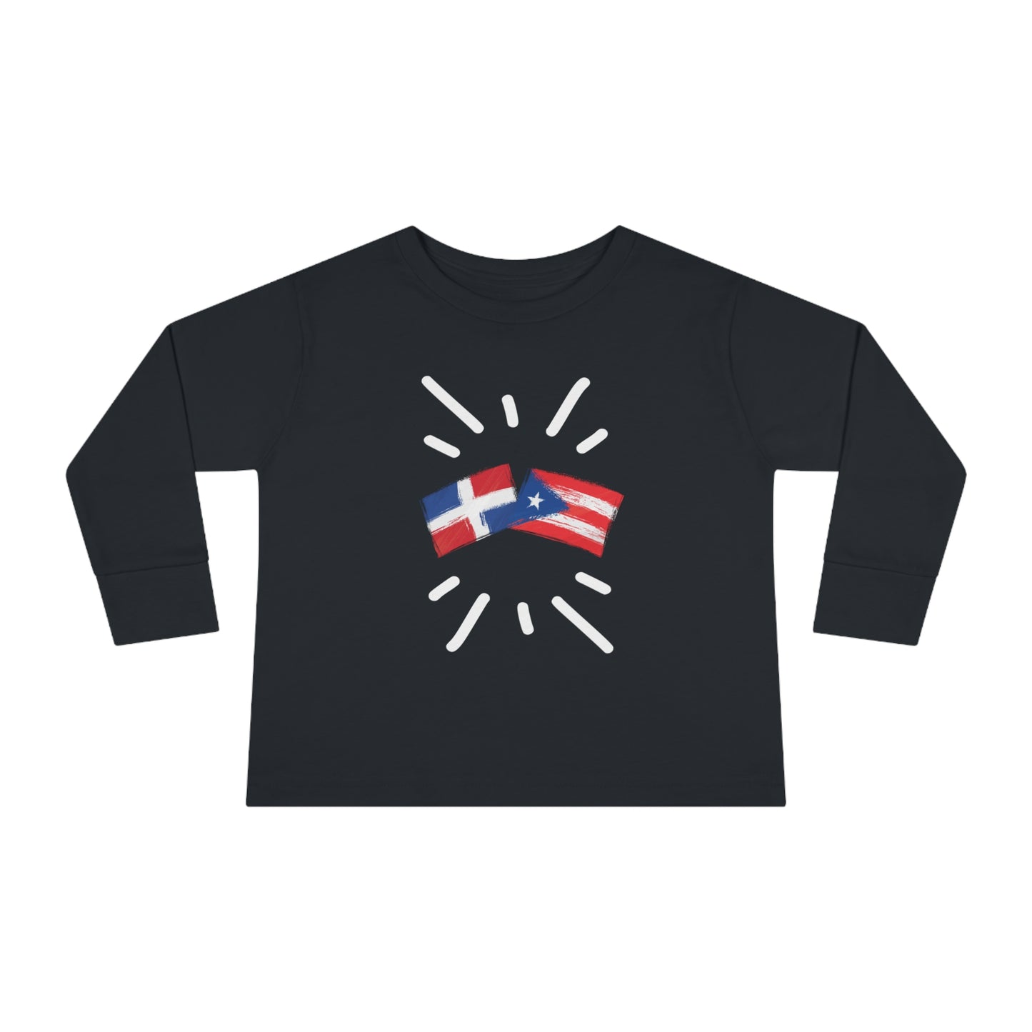 Puerto Rico & Dominican Republic Long Sleeve Toddler Tee I Camiseta manga larga para Toddler Puerto Rico y República Dominicana