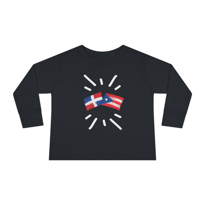 Puerto Rico & Dominican Republic Long Sleeve Toddler Tee I Camiseta manga larga para Toddler Puerto Rico y República Dominicana