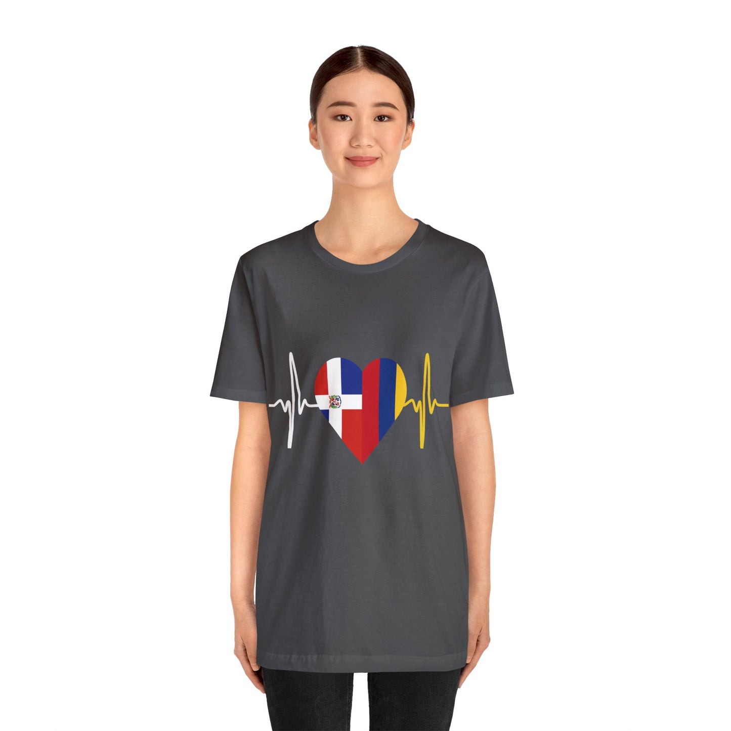 Colombia & Dominican Republic Unisex Short Sleeve Tee, Camisa Unisexo manga corta Colombia y República Dominicana
