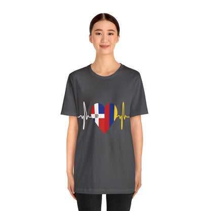 Colombia & Dominican Republic Unisex Short Sleeve Tee, Camisa Unisexo manga corta Colombia y República Dominicana