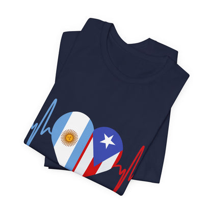 Argentina and Puerto Rico Short Sleeve Tee I Camisa Unisexo manga corta Argentina y Puerto Rico