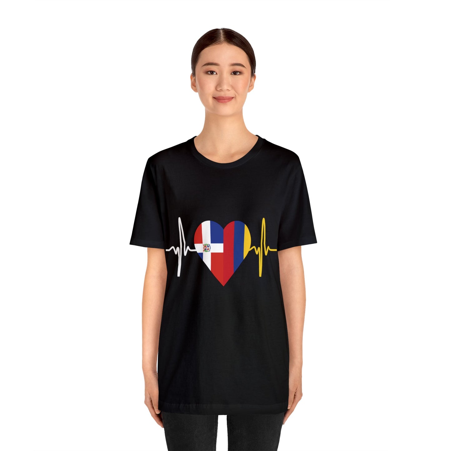Colombia & Dominican Republic Unisex Short Sleeve Tee, Camisa Unisexo manga corta Colombia y República Dominicana